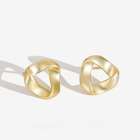 New S925 Silver Geometric Triangle Twist Design Earrings Silver