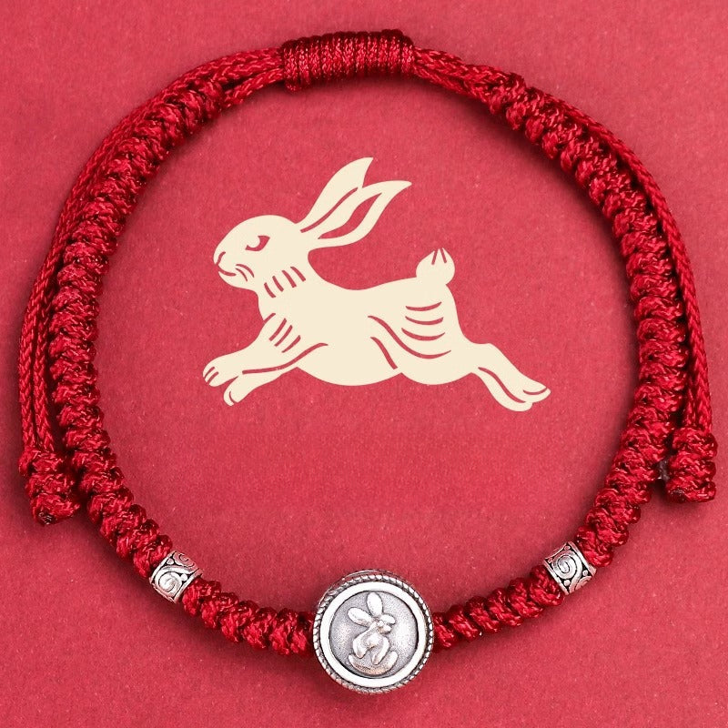 Buddha Life S925 Sterling Silver Zodiac Hand Rope Women's 2025 Year of The Snake Natal Year Red Rope
