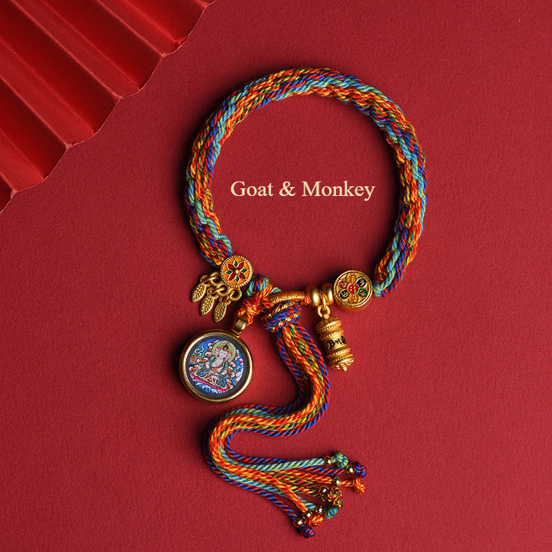 Buddha Life Eight Patron Saints of Tibetan Thangka, Tibetan Thangka Hand Rope