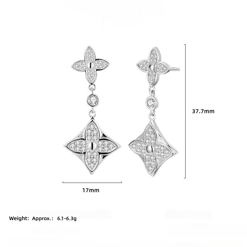 925 Sterling Silver Zirconium Personalized Trend Stud Earrings