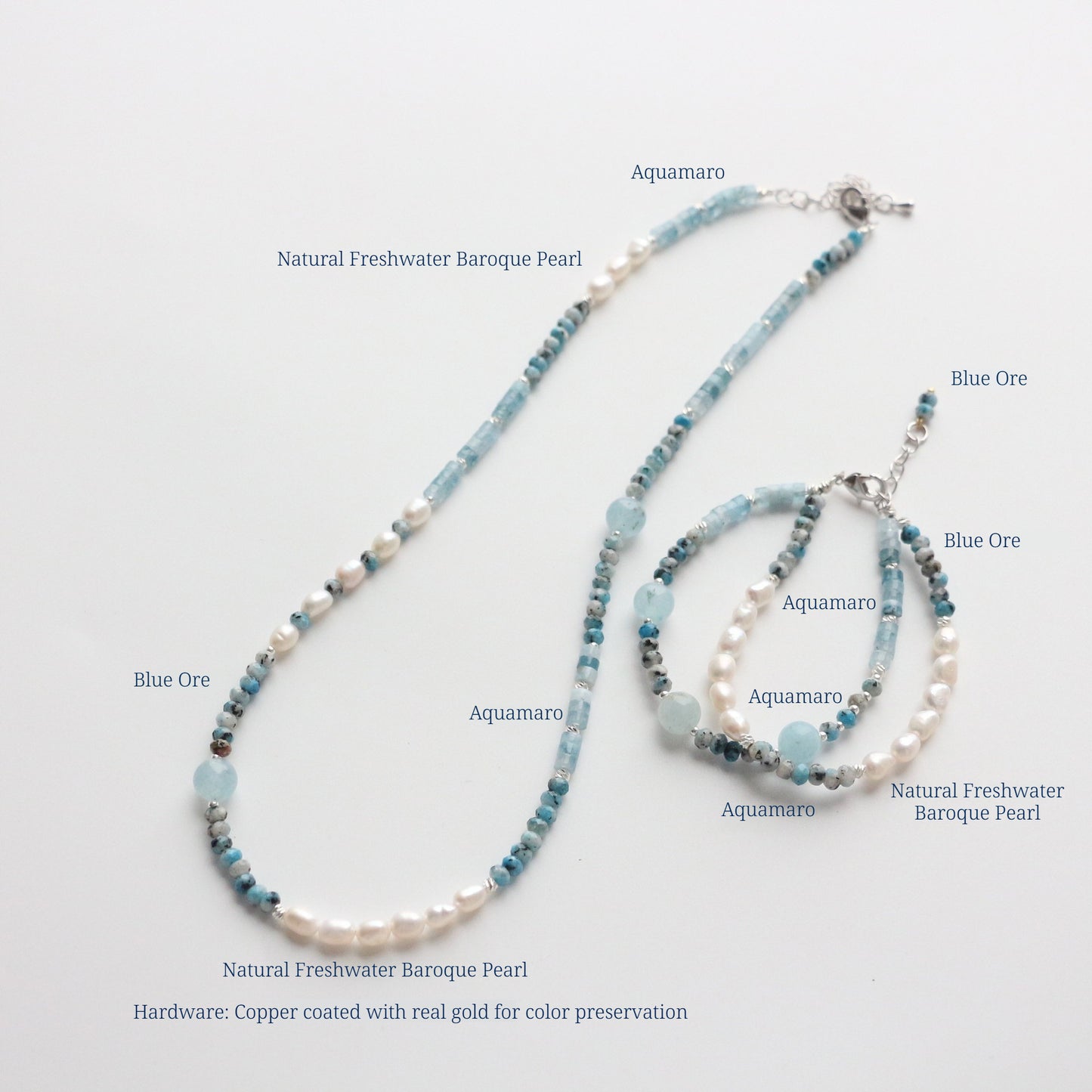 Buddha Life Aquamarine Freshwater Baroque Pearl Bracelet Set