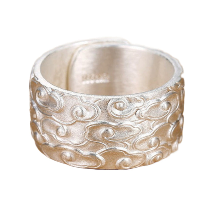 Dapaza 999 Sterling Silver Auspicious Cloud Men's Ring