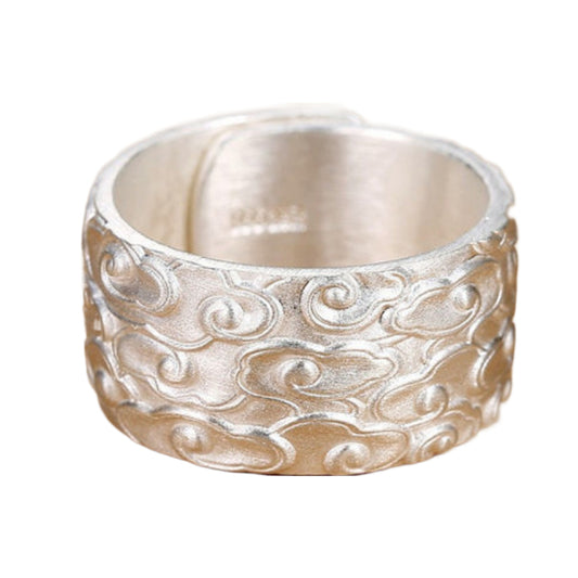 Dapaza 999 Sterling Silver Auspicious Cloud Men's Ring