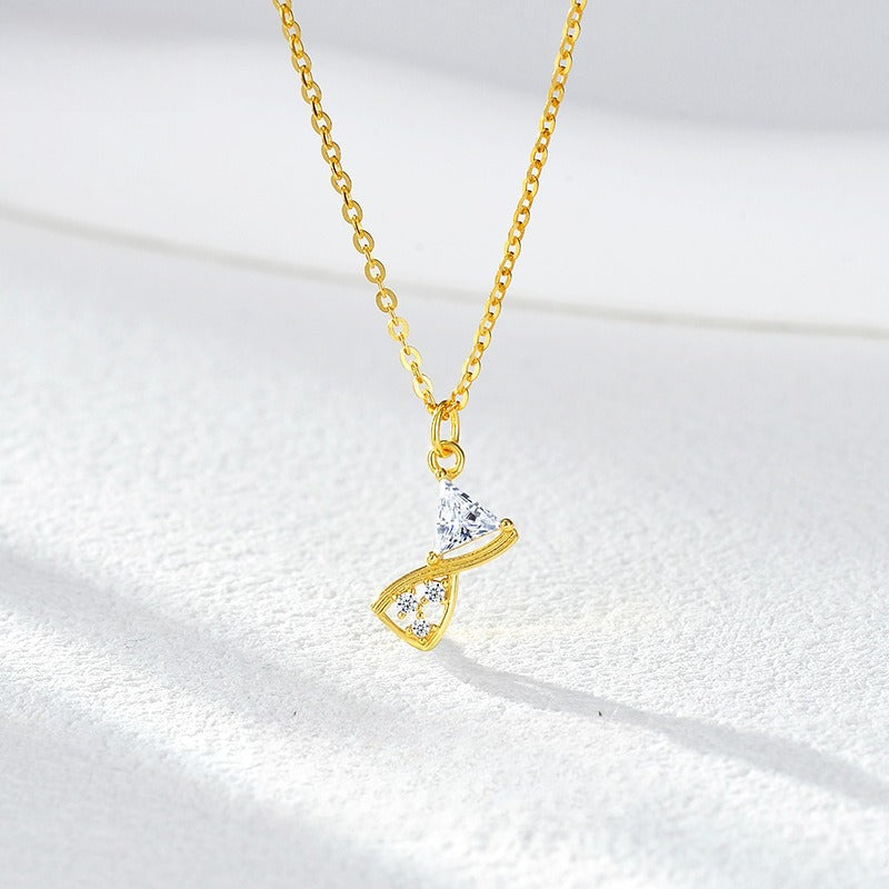 Dapaza Time Hourglass Gold Plated Necklace Women's S925 Sterling Silver