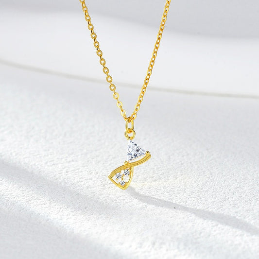 Dapaza Time Hourglass Gold Plated Necklace Women's S925 Sterling Silver