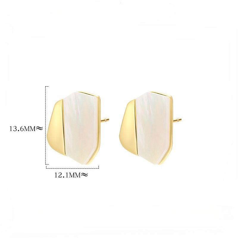 Dapaza S925 sterling silver with irregular white mother shell stud earrings