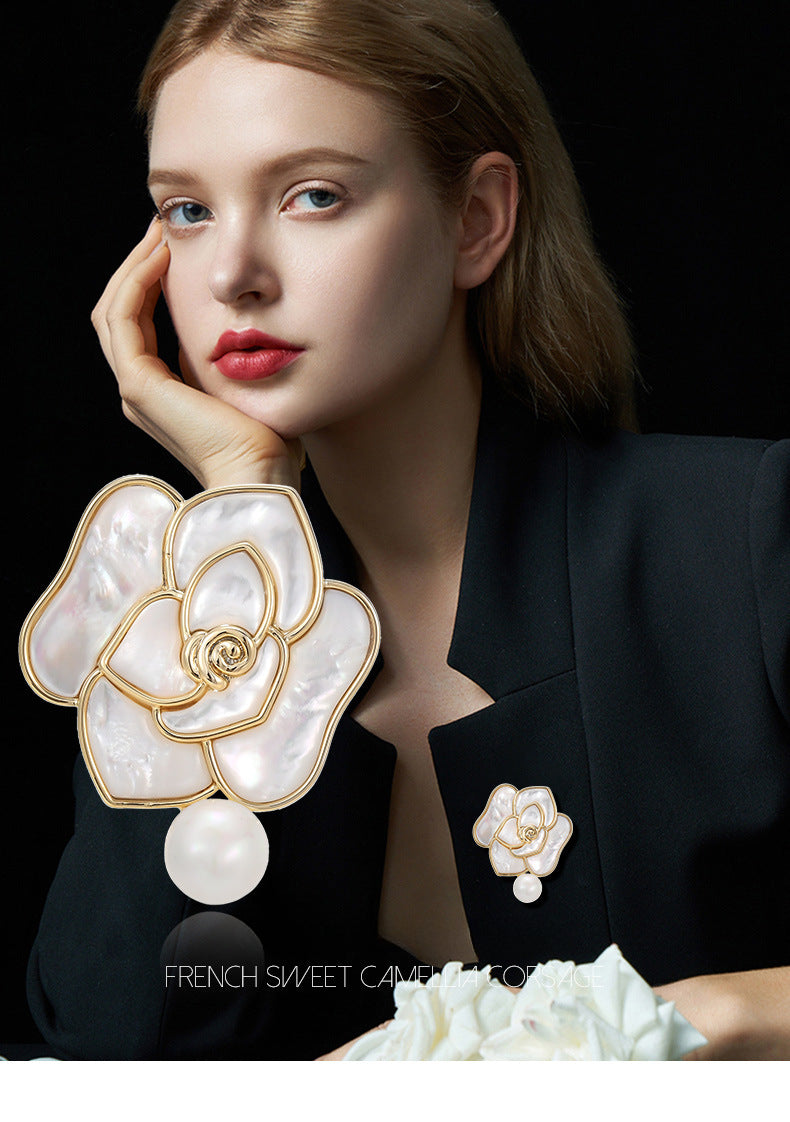 Camellia Corsage Anti-exposure Pin Clothing, New Year's Gift, Christmas Gift, Birthday Gift