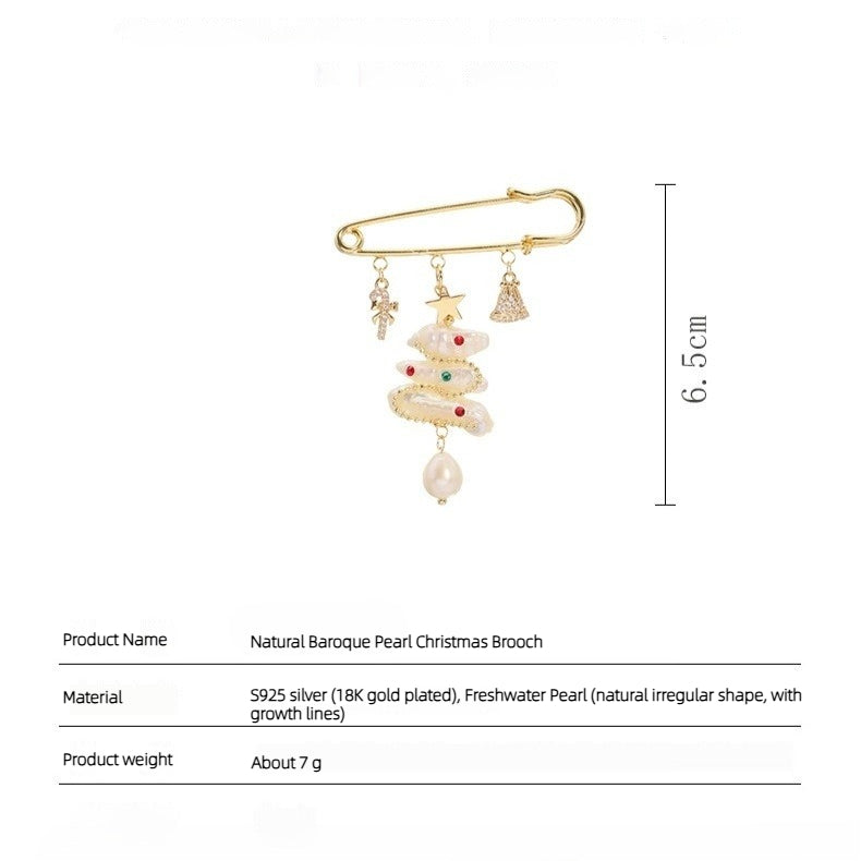 Natural Freshwater Pearl Brooch Christmas Ornament