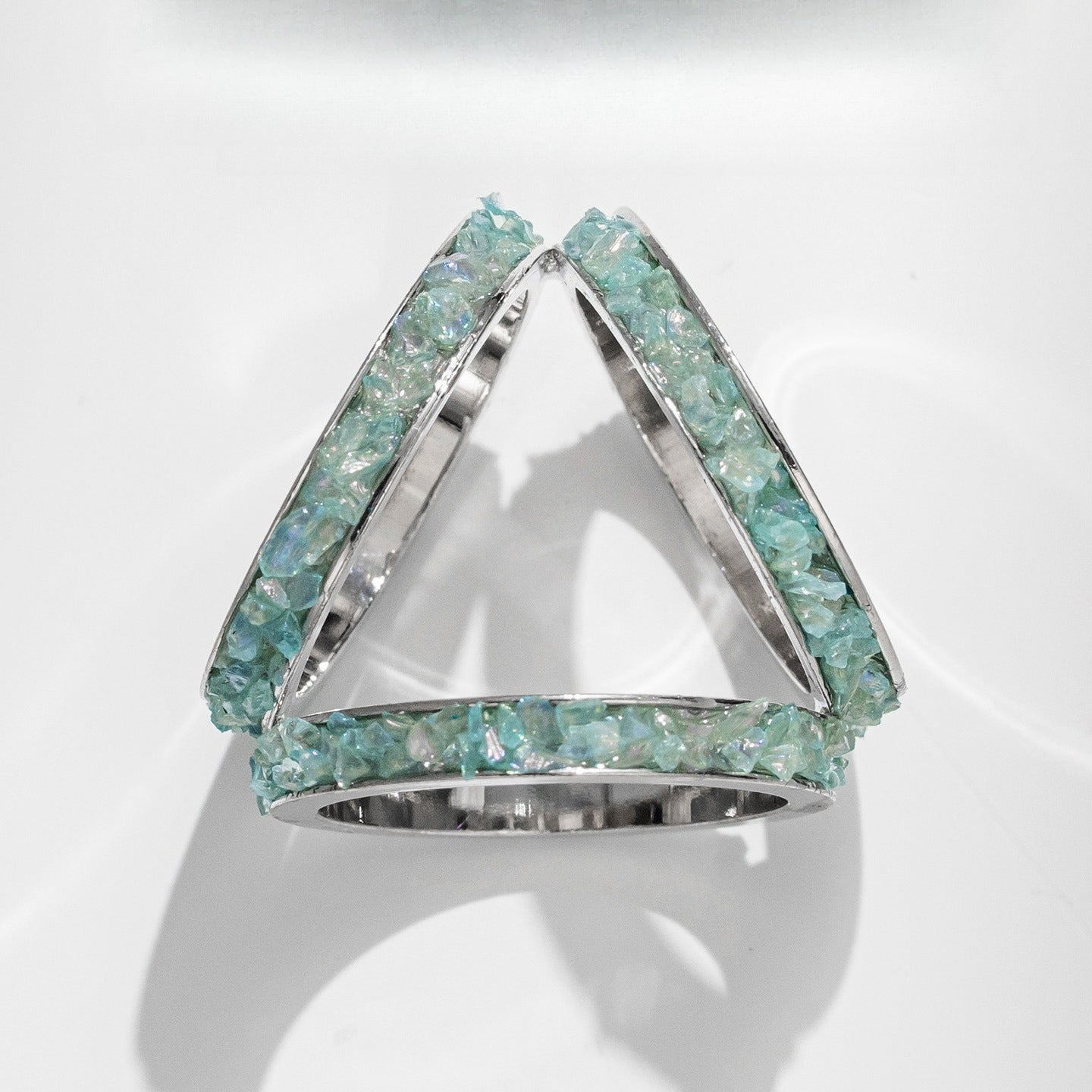 Color Crystal Three-ring Silk Scarf Buckle, Diamond-set Fashionable and Simple Accessories