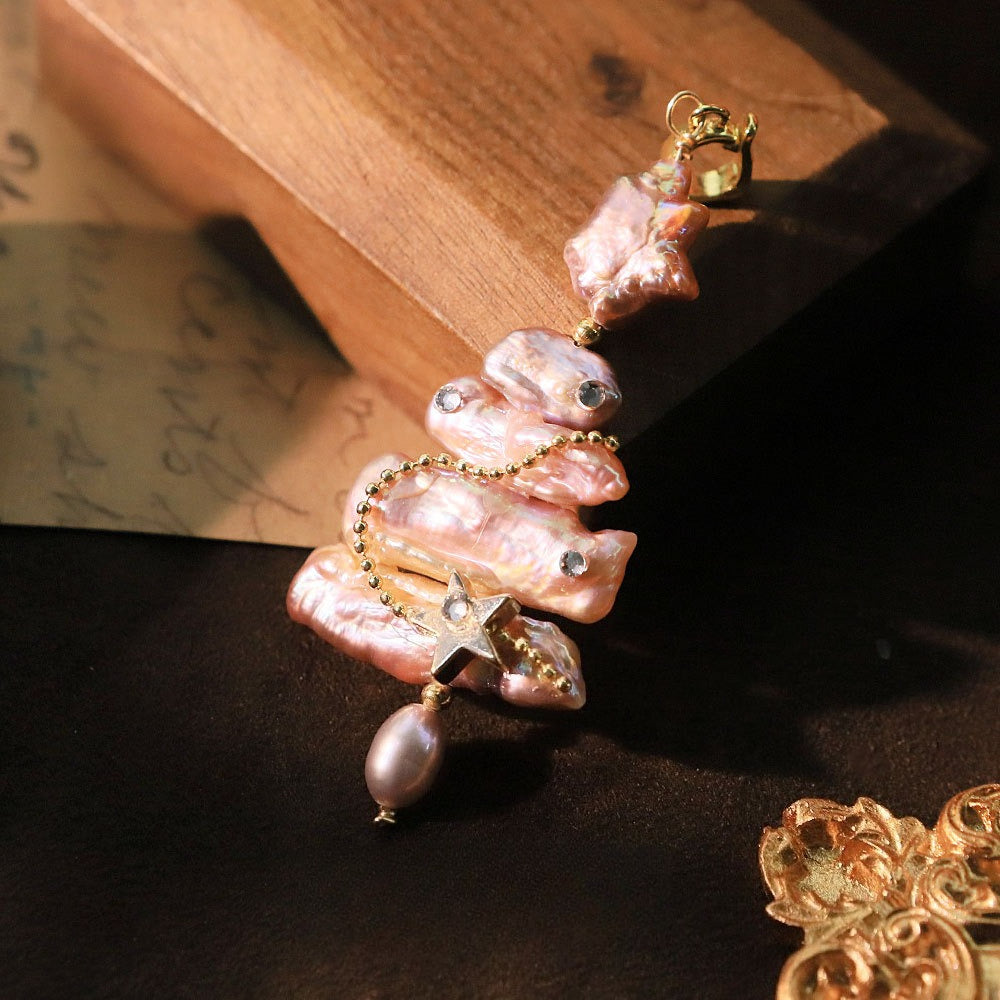 Natural Pearl Star Chain Necklace Pendant