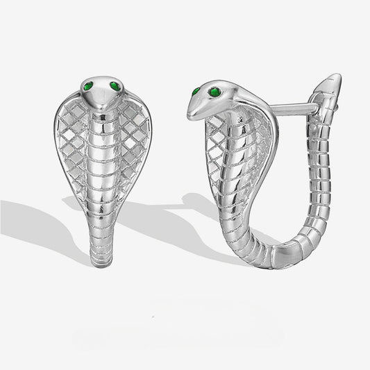 New S925 Sterling Silver Premium Cold Wind Cobra Earrings Spirit Snake Ear Buckle Male and Female Couples Ear Accessories