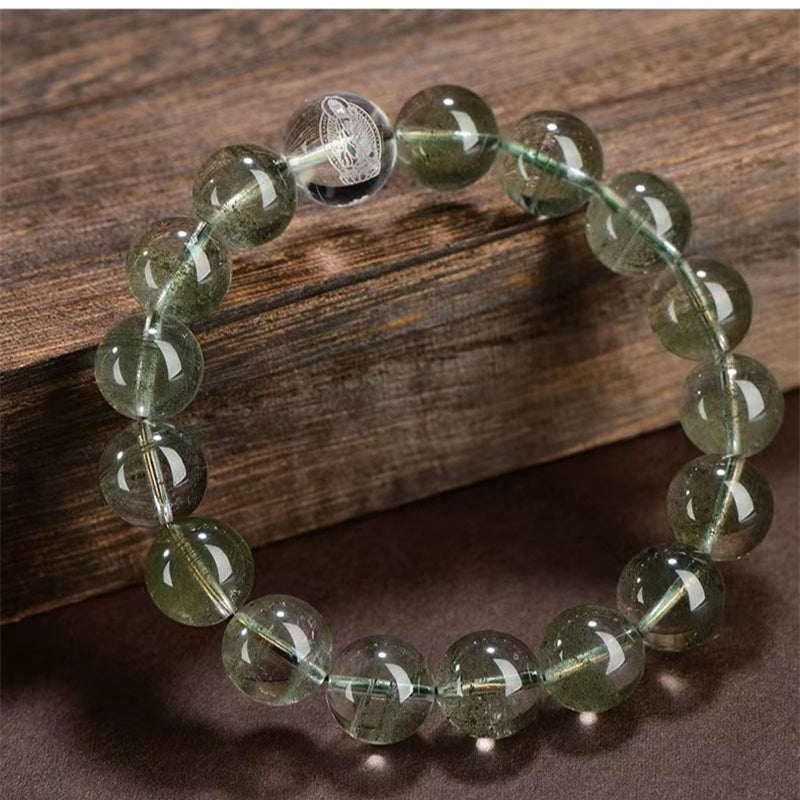 Buddha Life Natural Green Ghost Crystal Zodiac Guardian Buddha Bracelet
