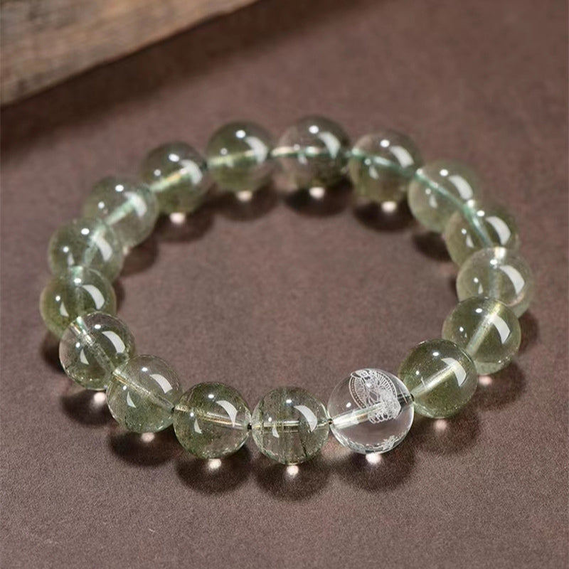 Buddha Life Natural Green Ghost Crystal Zodiac Guardian Buddha Bracelet