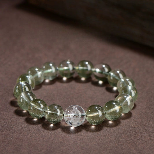 Buddha Life Natural Green Ghost Crystal Zodiac Guardian Buddha Bracelet