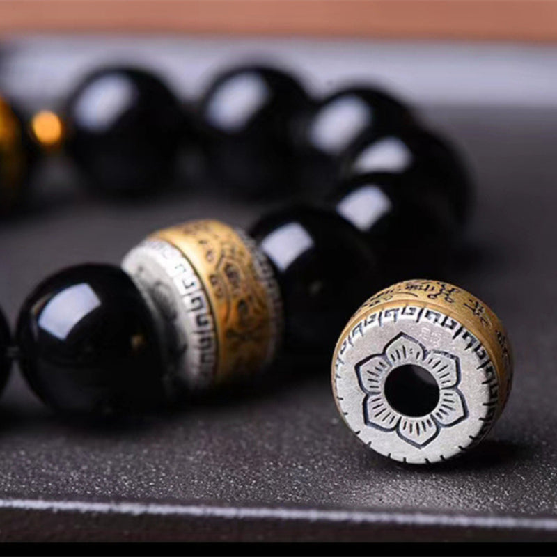 The Twelve Zodiac Signs Natal Buddha Guardian Buddha Ebony Black Obsidian Bracelet