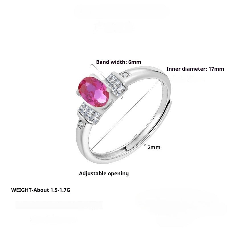 S925 Sterling Silver Ring Women's Zirconium Niche Design Adjustable Ring with Opening