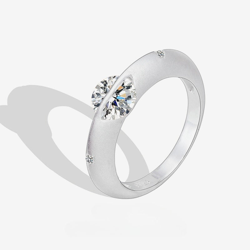 S925 Sterling Silver Frosted Cosmic Star Rotatable Ring