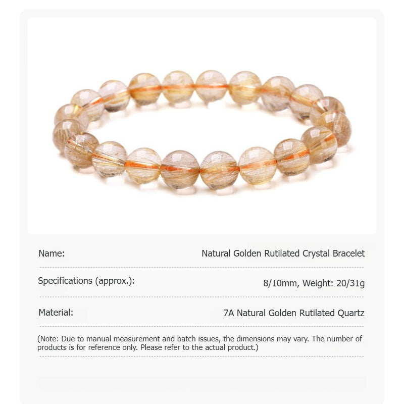 Buddha Life 7A Natural  Golden Rutilated Quartz Crystal Bracelet