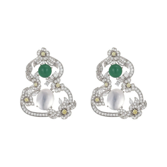 Dapaza S925 Sterling Silver Hollow Chalcedony Gourd Stud Earrings