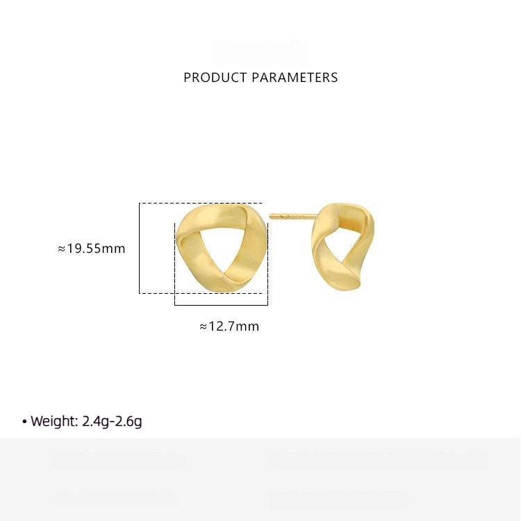 New S925 Silver Geometric Triangle Twist Design Earrings Silver