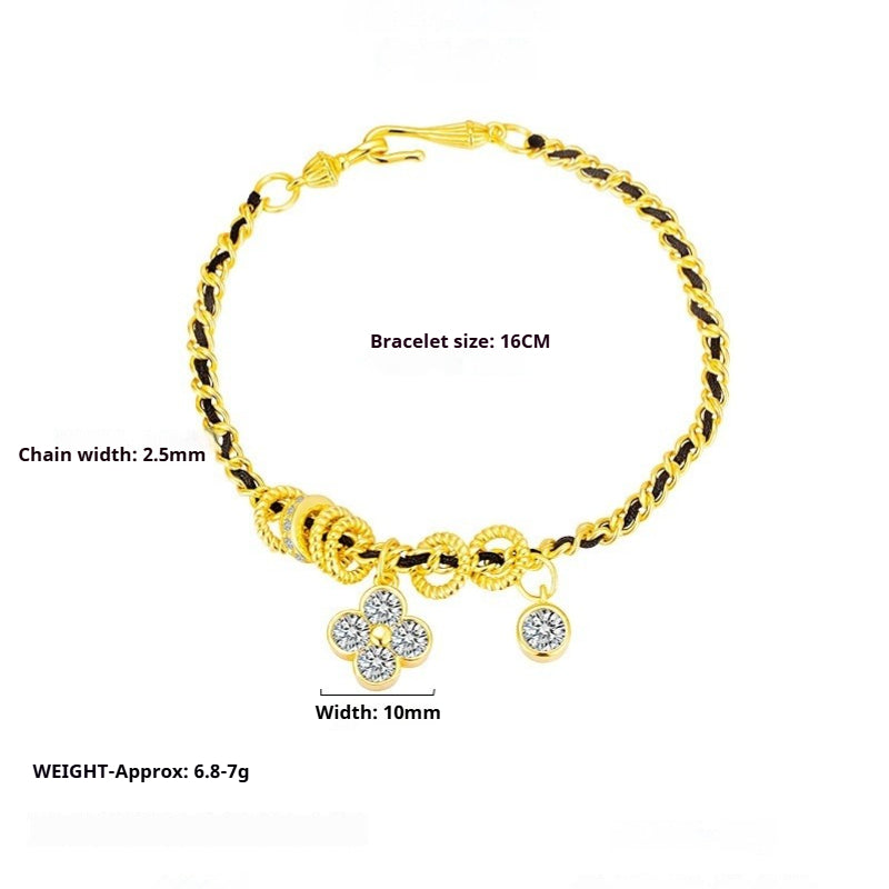 925 Sterling Silver Woven Clover Bracelet Women's Niche Design Fashion Light Luxury Personalized Trend Jewelry