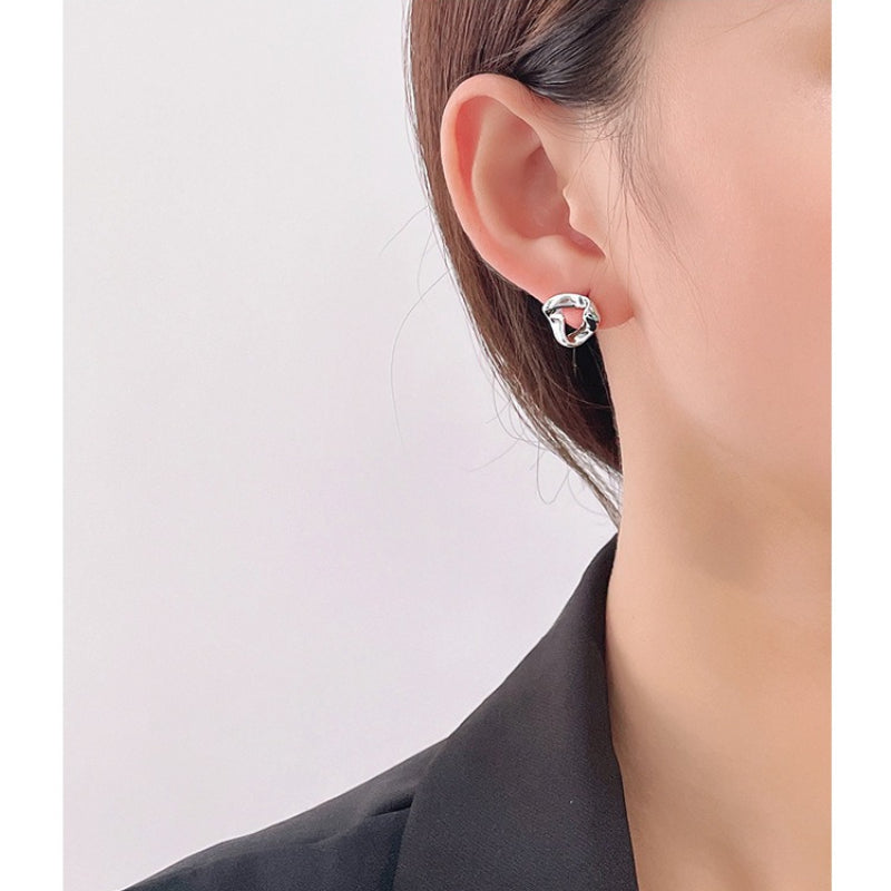 New S925 Silver Geometric Triangle Twist Design Earrings Silver