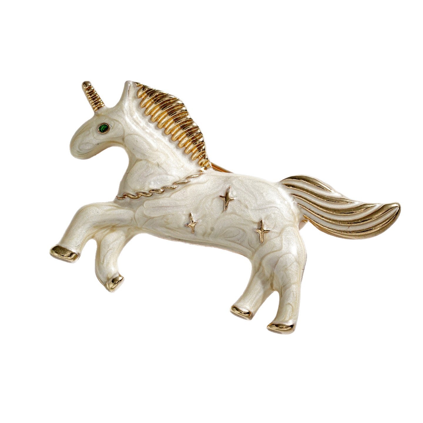 Enamel Unicorn Horse Brooch – Zodiac Animal Lapel Pin Fantasy Jewelry