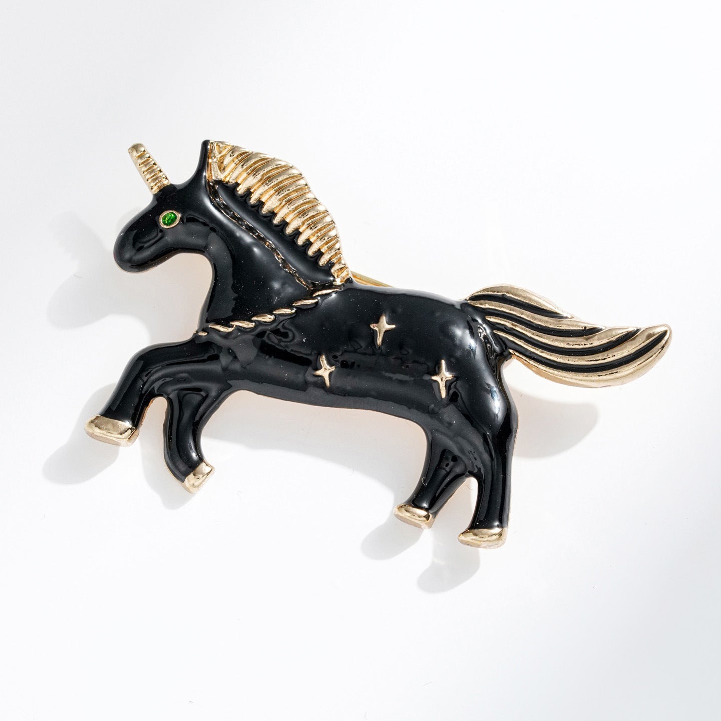 Enamel Unicorn Horse Brooch – Zodiac Animal Lapel Pin Fantasy Jewelry