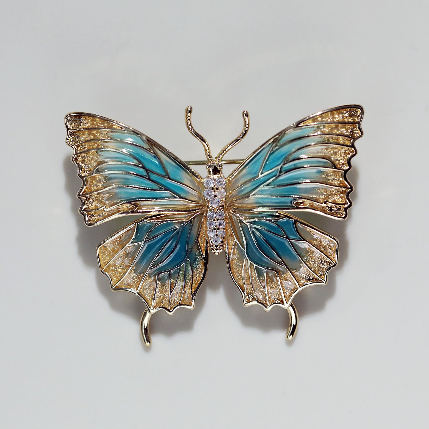 Elegant Blue Enamel Butterfly Brooch – Luxury Insect Jewelry Pin