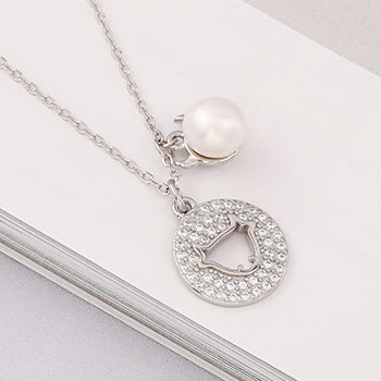Round Pendant S925 Silver Freshwater Pearl Necklace