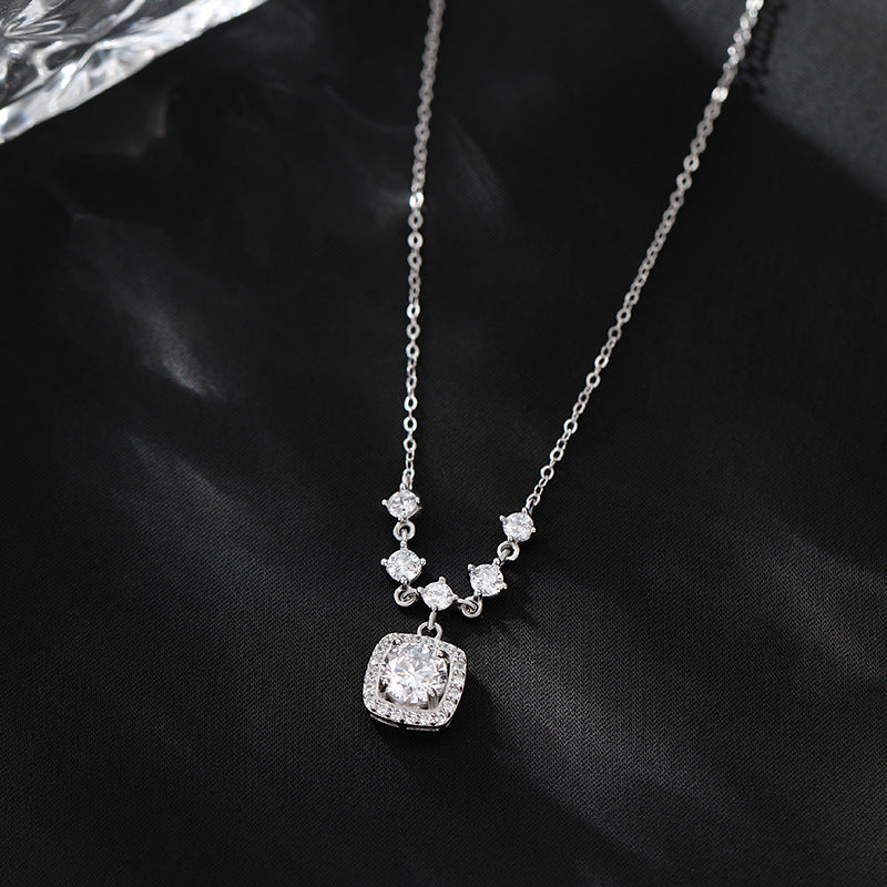 Dapaza 999 Sterling Silver Sugar Cube Necklace Women