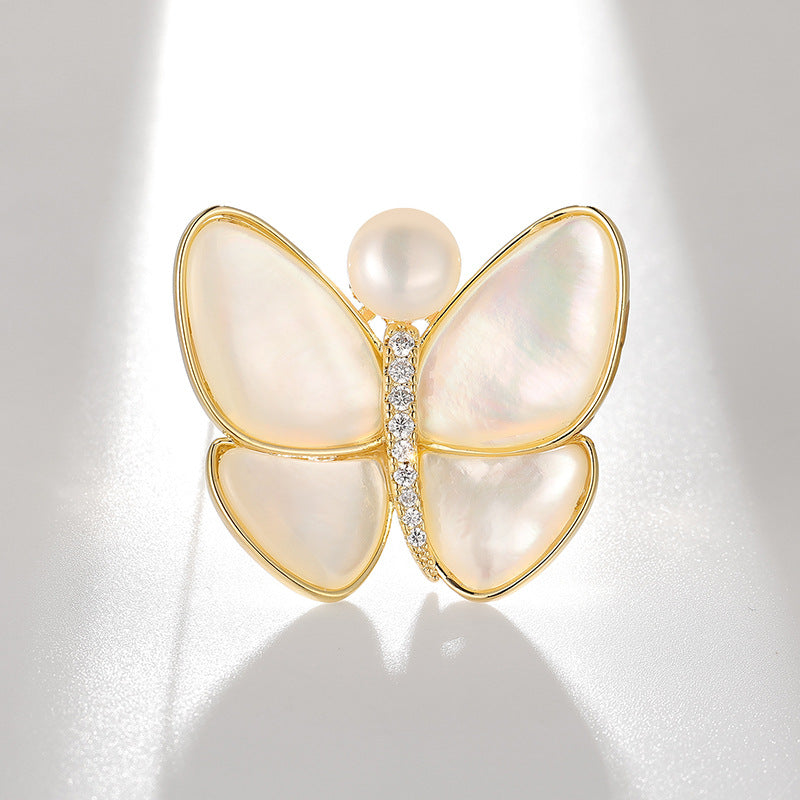 Break The Cocoon Into A Butterfly Natural Shell Butterfly Brooch