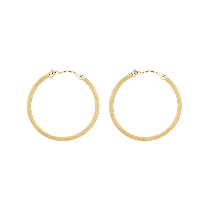 New 925 Sterling Silver Earrings Matte Circle Stud Earrings