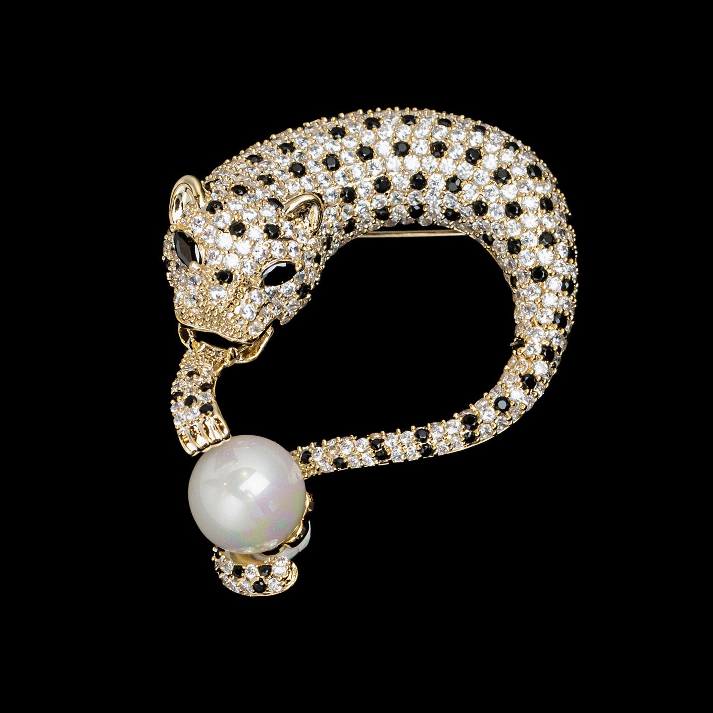 Diamond-encrusted Shell Bead Leopard Brooch Easiest for Match Unique Fashion Animal Brooch