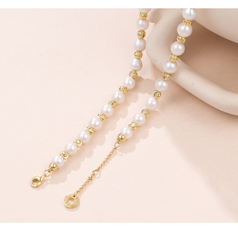 New S925 Sterling Silver Baroque Pearl Necklace