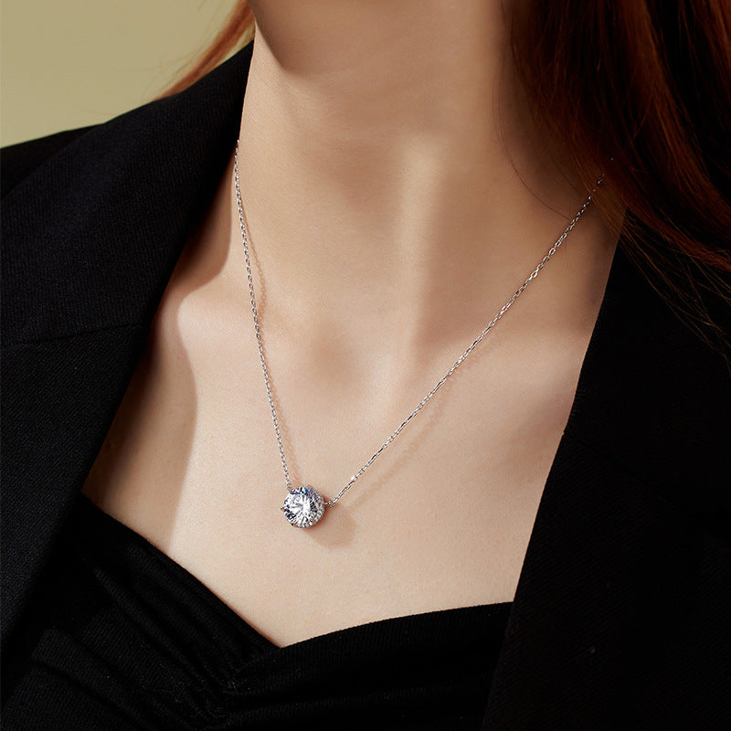 S925 Sterling Silver Necklace Female Niche Design Inlaid Zircon Collarbone Chain