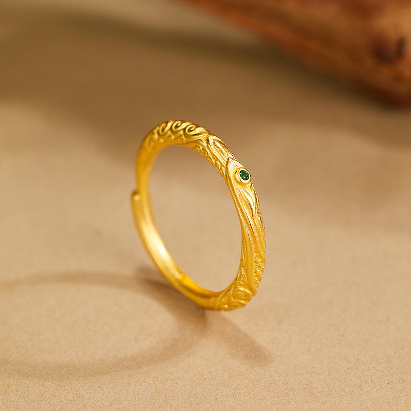 S925 Sterling Silver Necklace Female Niche Design New Chinese Style National Tide Engraving Nezha Qiankun Ring Set