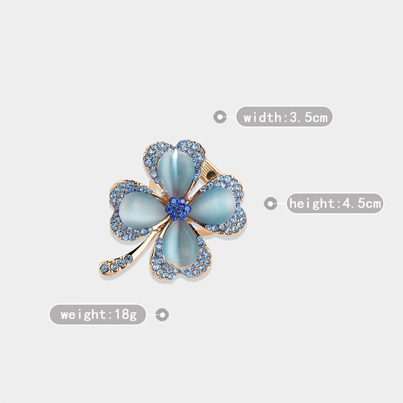 Four-leaf Clover Brooch Opal Silk Scarf Buckle Dual-purpose Accessory Pin