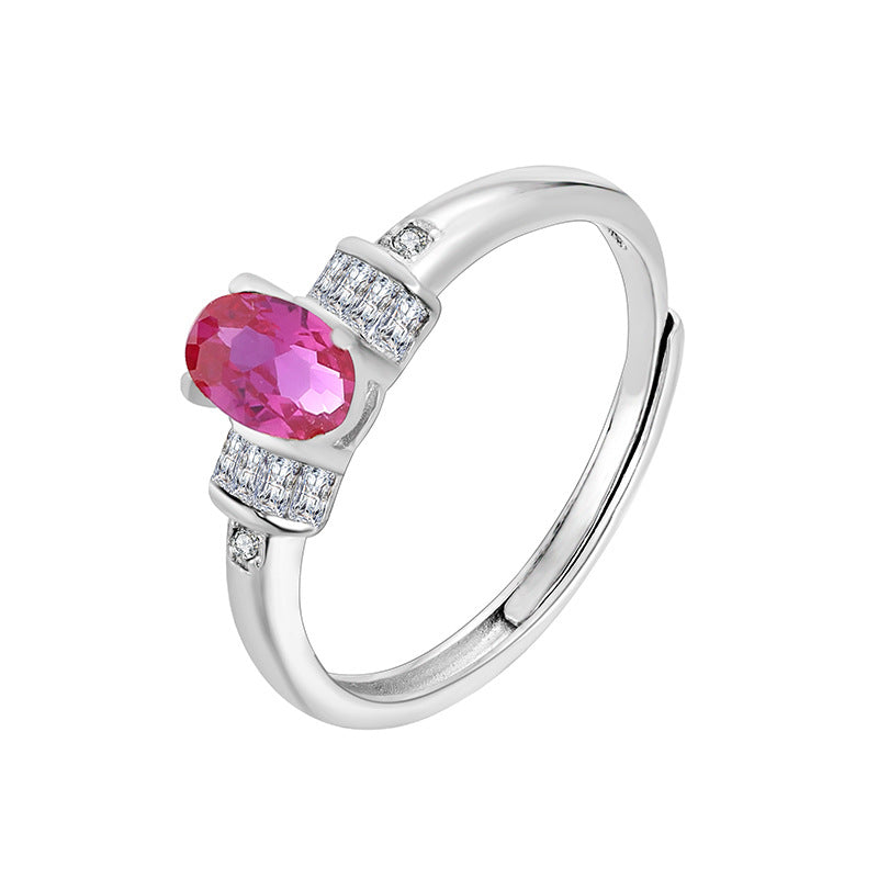 S925 Sterling Silver Ring Women's Zirconium Niche Design Adjustable Ring with Opening