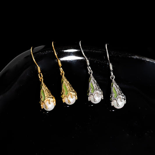 S925 Sterling Silver Ice Cream Drop Earrings – Teardrop Mother of Pearl Tassel Dangle Earrings for Women