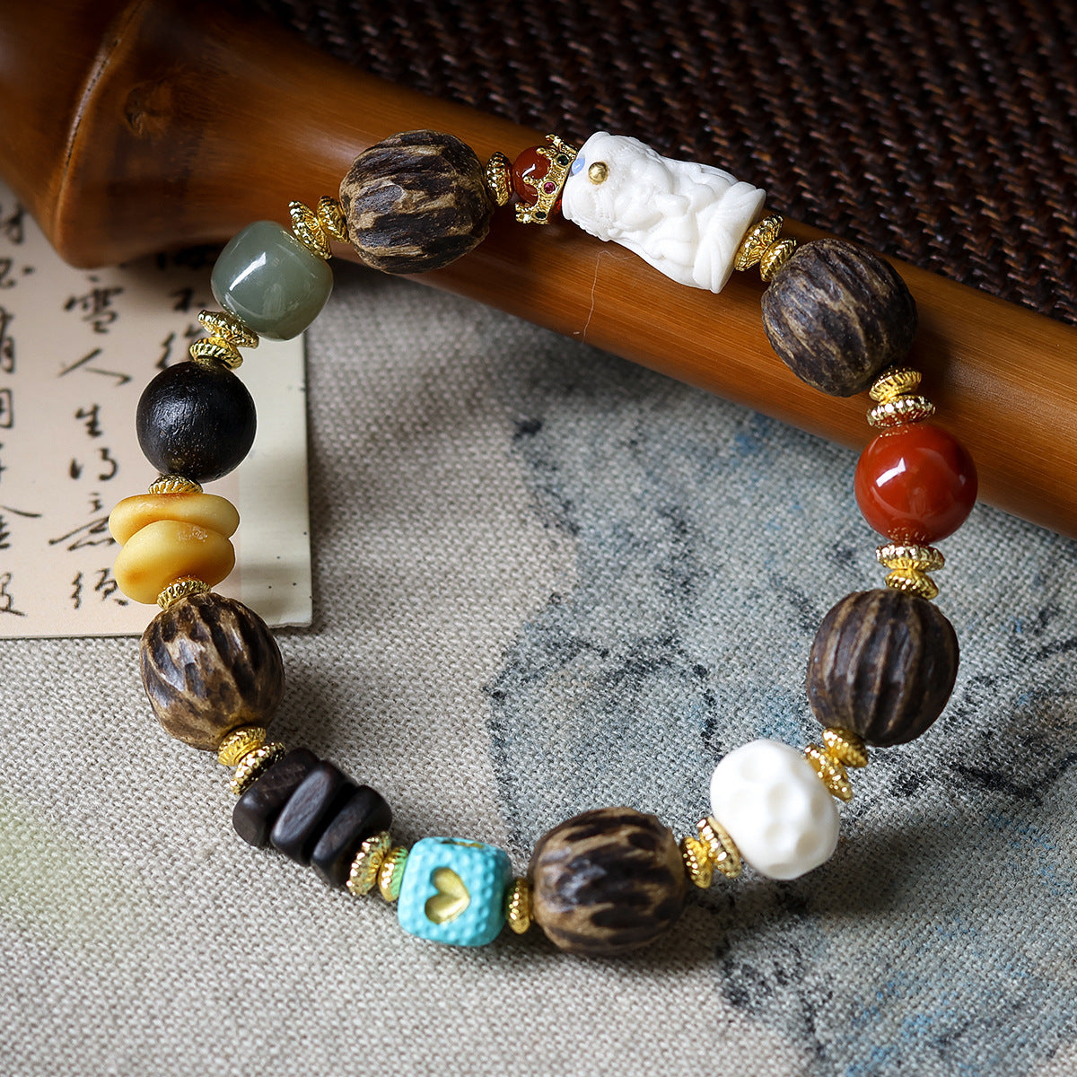 Buddha Life Agarwood Random Bead Bracelet Tibetan Beeswax Bead Bracelet