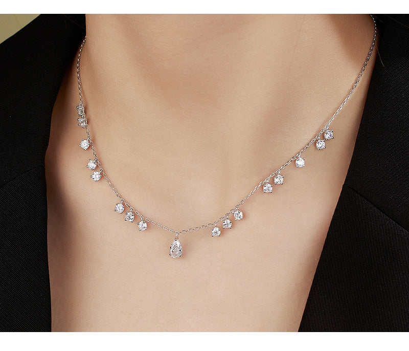 S925 Sterling Silver Necklace Zircon Elegant Temperament Versatile Premium Sense Clavicle Chain