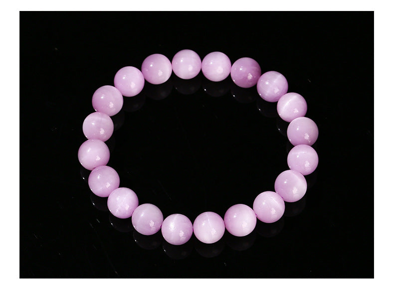 Buddha Life 7A Natural Cat's Eye Kunzite Purple Crystal Bracelet Women's