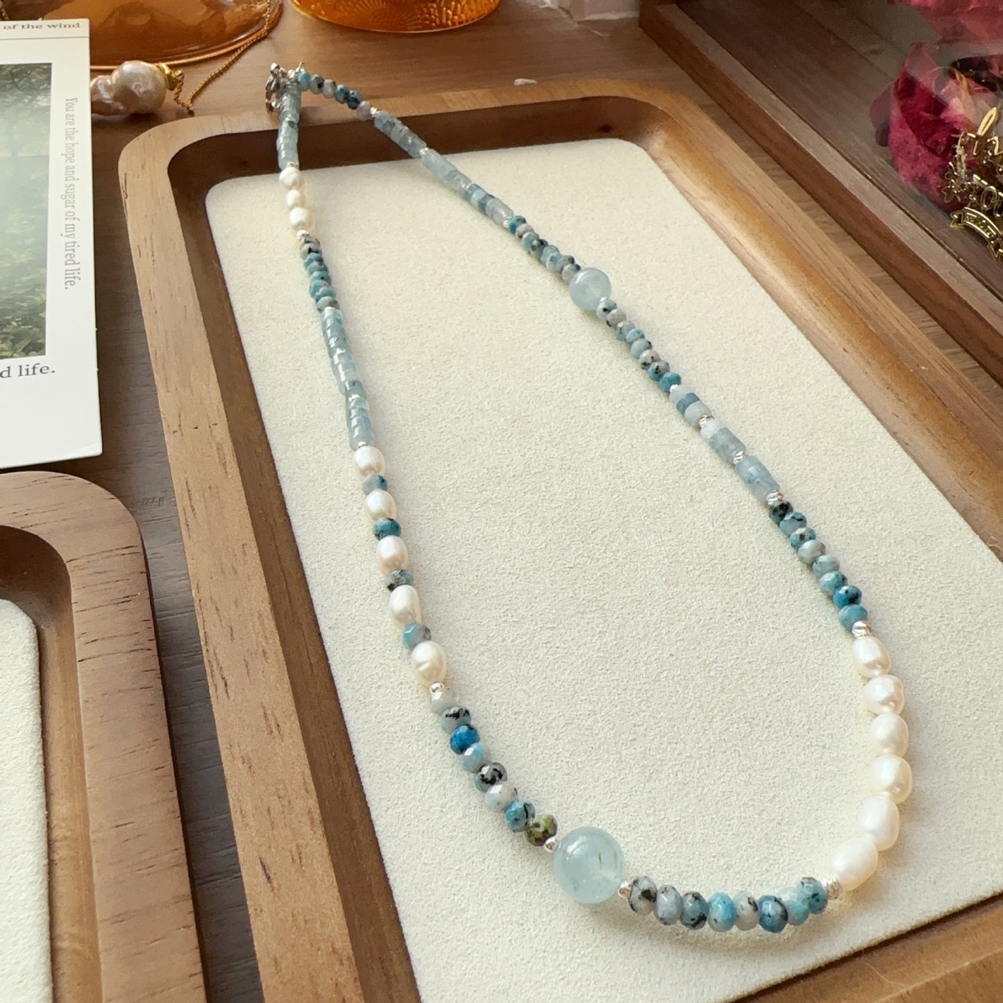 Buddha Life Aquamarine Freshwater Baroque Pearl Bracelet Set