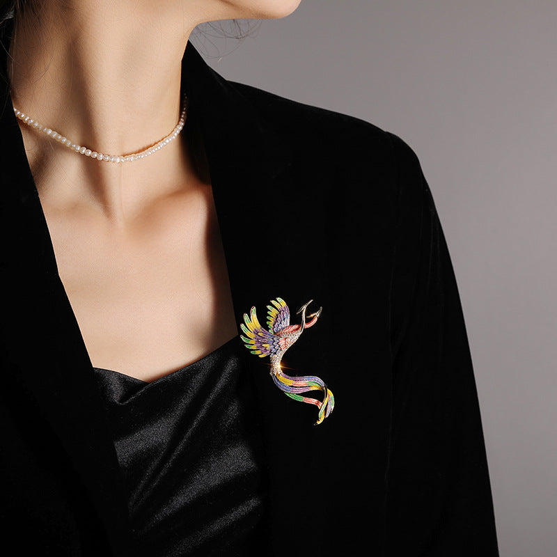 Chinese Style Colored Phoenix Brooch
