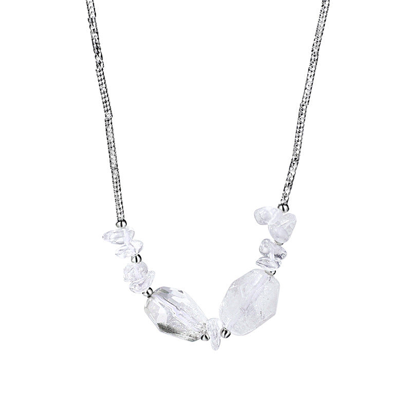 925 Sterling Silver Irregular Crystal Necklace Niche Design
