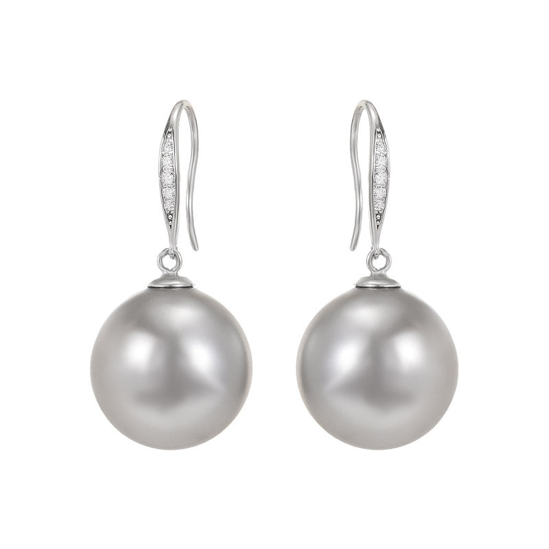 S925 Sterling Silver Earrings, Gray Pearl Earrings, Earrings, Ear Hooks, New High-end Sense, satile Stud Earrings for Women