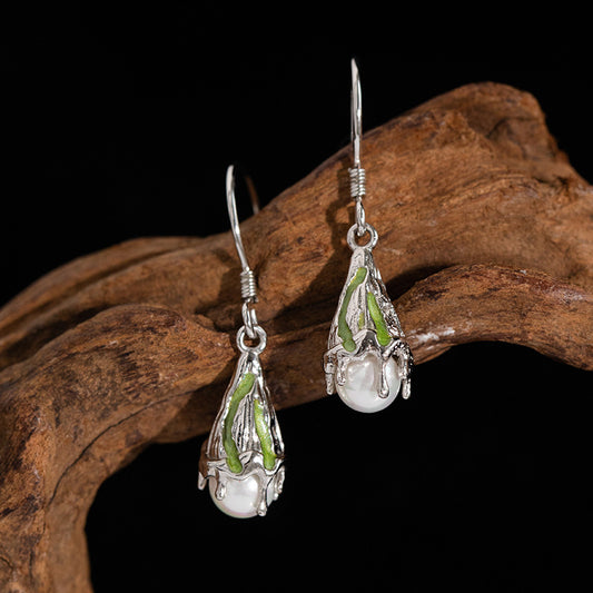 S925 Sterling Silver Ice Cream Drop Earrings – Teardrop Mother of Pearl Tassel Dangle Earrings for Women