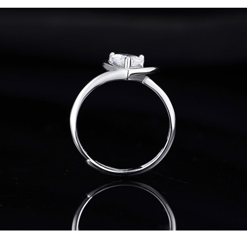 925 Sterling Silver Love Zirconium Ring