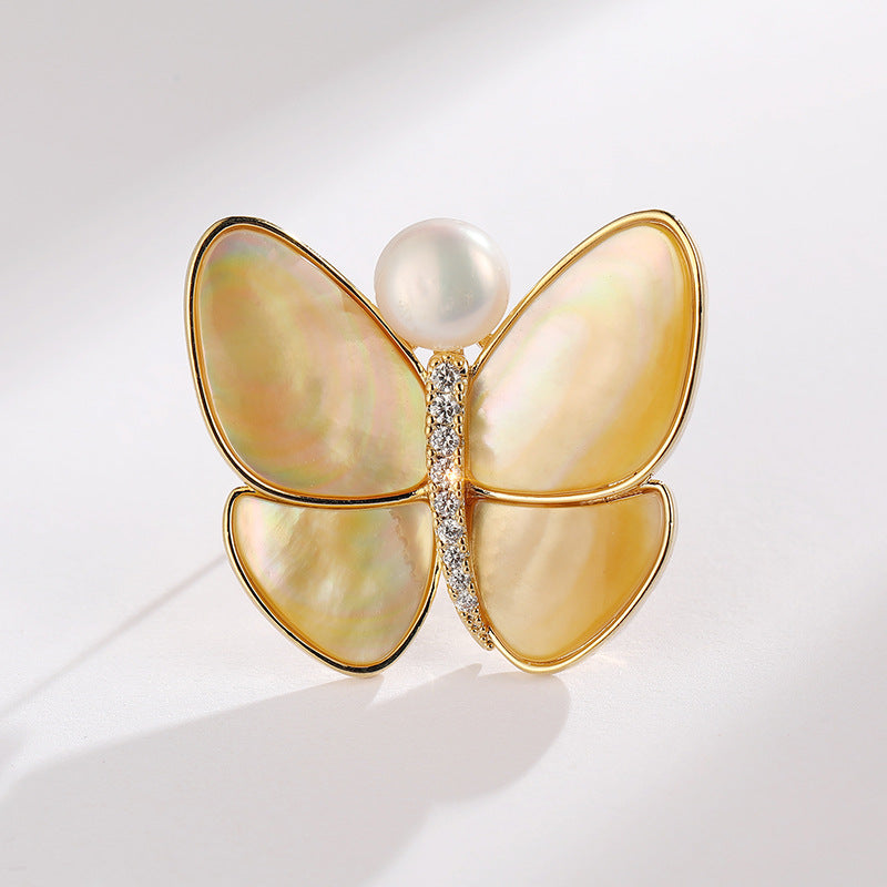 Break The Cocoon Into A Butterfly Natural Shell Butterfly Brooch